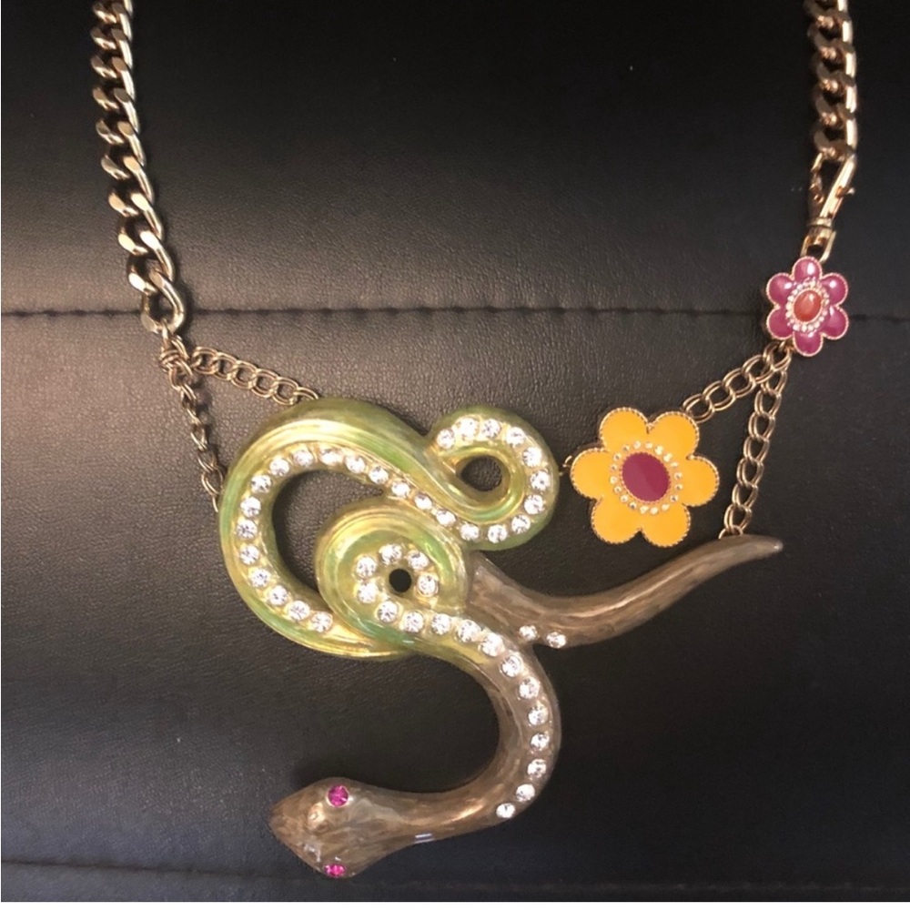 Snake Betsey Johnson enamel rhinestone necklace